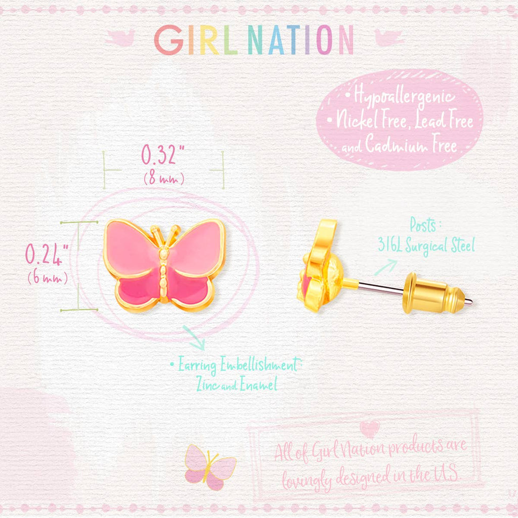 Sweet Pink Butterfly | Cutie Stud Earrings for Girls