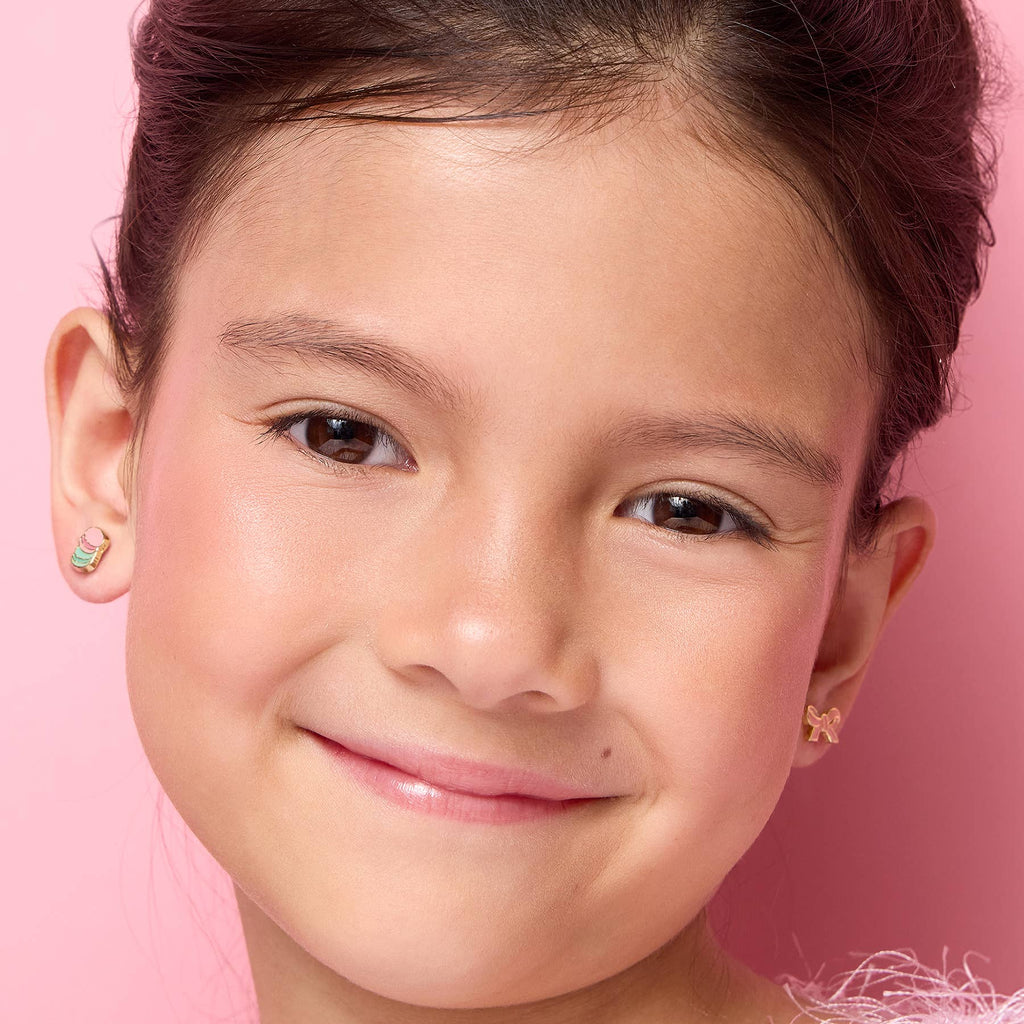 Pretty Pink Bow Cutie Stud Earrings