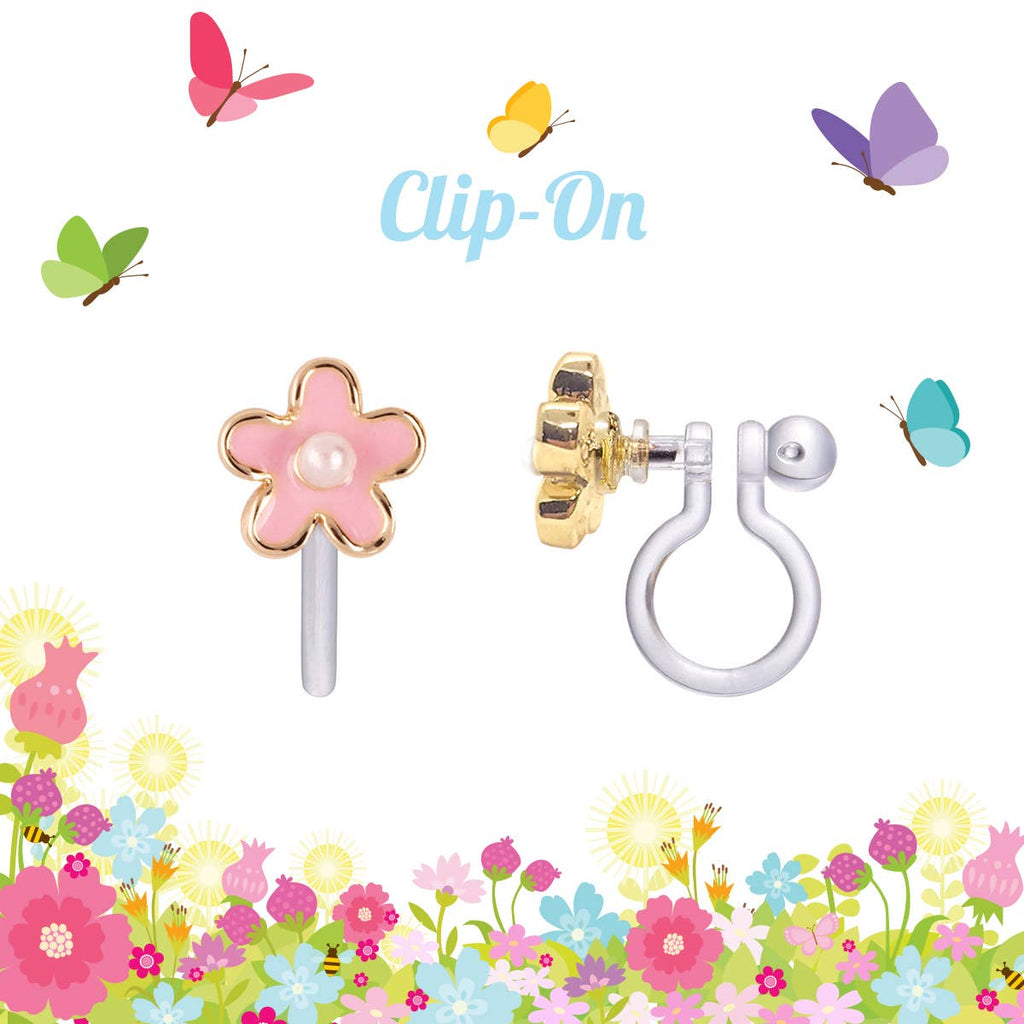 CLIP ON Cutie Earrings | Pink Fancy Flower