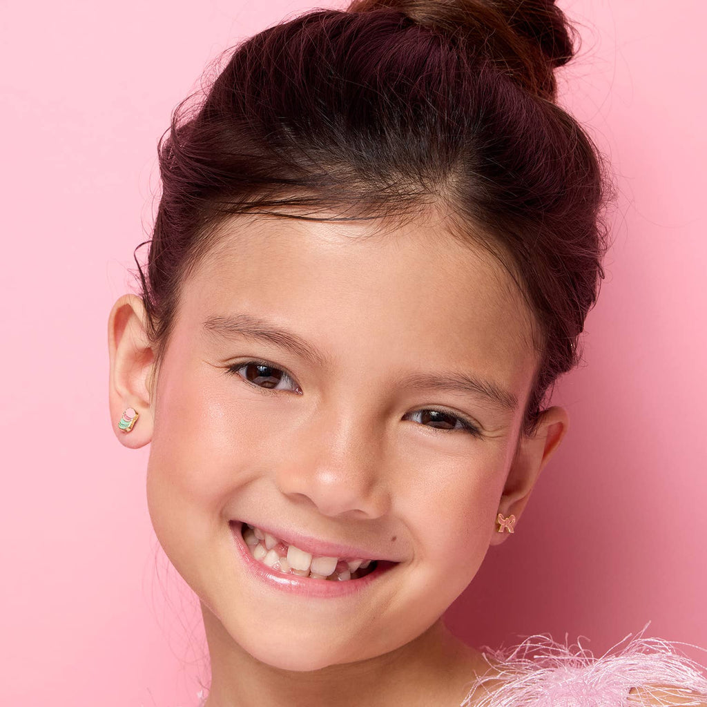 Pretty Pink Bow Cutie Stud Earrings