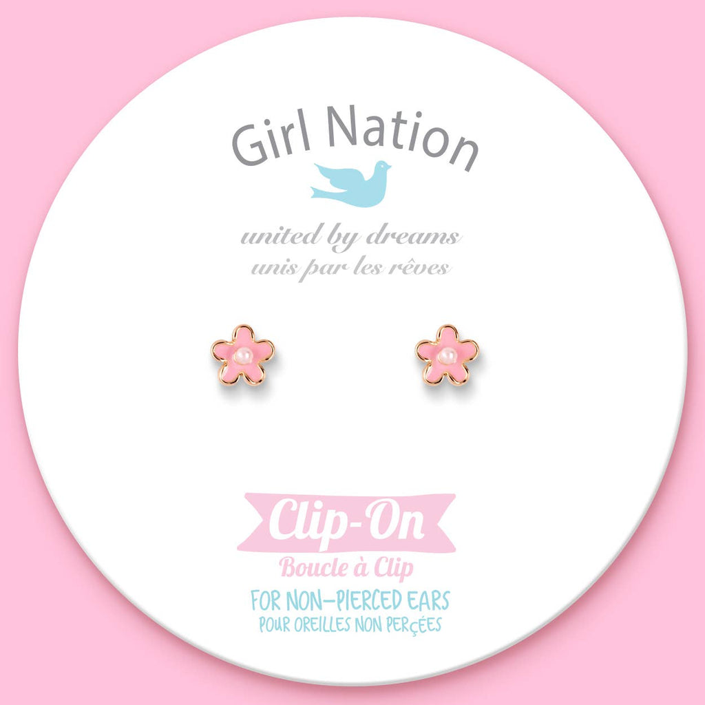 CLIP ON Cutie Earrings | Pink Fancy Flower