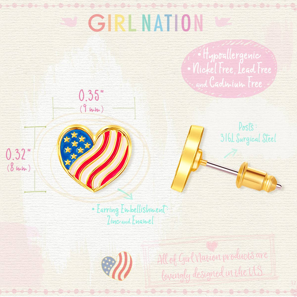Heart of the USA | Cutie Stud Earrings | 4th of July